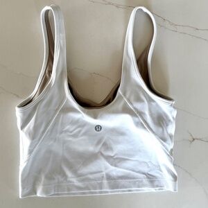 Lululemon White V Neck Sport Bra, Size 4